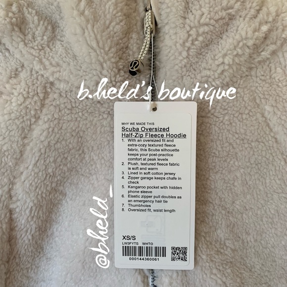 lululemon Scuba Oversized Half-Zip Fleece Hoodie in White Opal Sz XS/S Rare NWT - Picture 2 of 16